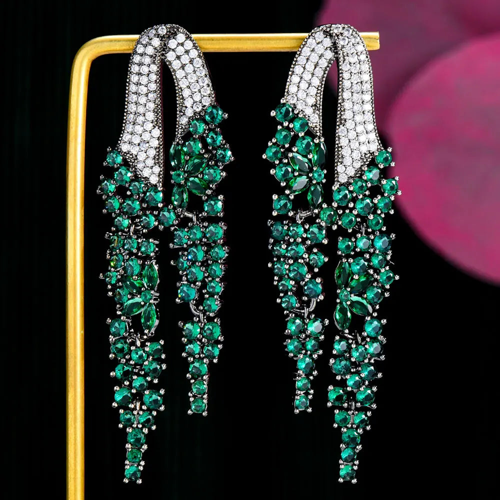 GODKI New Trendy Blue Drop Earrings For Women Wedding Party Indian Dubai Bridal Jewelry boucle d'oreille femme Gift 2022