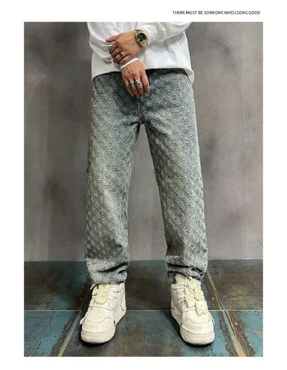 Ccowboy Shorts Men's Summer Workwear Pants Loose Straight Leg Mid Length Pants Elastic Waist American High Street Trendy Shorts