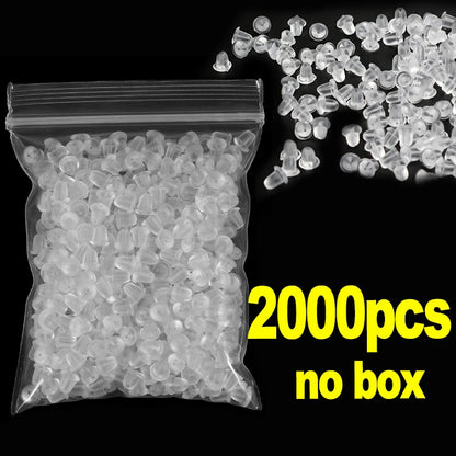 Lot de 500/2000 bouchons d'oreilles en silicone transparents, anti-chute, accessoires pour boucles d'oreilles