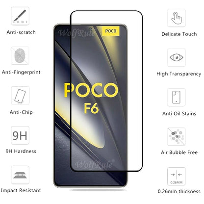 4pcs For Poco F6 Glass Poco F6 Tempered Glass Full Cover Glue Protective Film 9H HD Screen Protector Xiaomi Poco F6 PocoF6 F 6