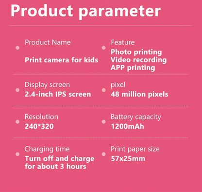 Q5 Kids Camera Instant Print Photo Children Inkless Mini Printer Digital Camera 32G TF Card Video Educational Toys Boy Girl Gift