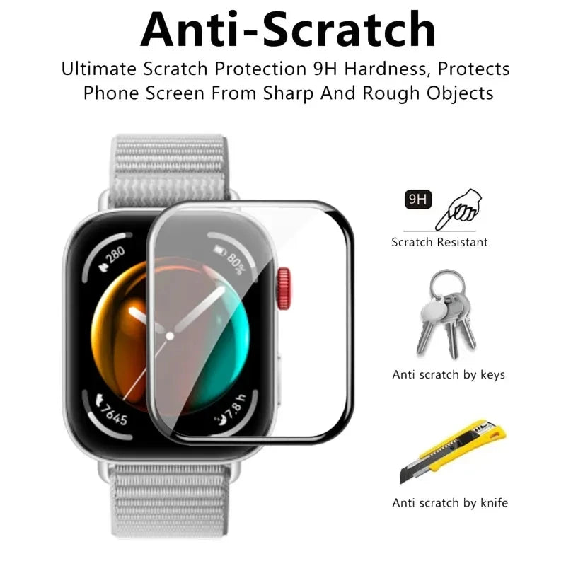 1-3Pcs 9D Curved Film For Huawei Watch fit3 SmartWatch Screen Protector Not Glass Huawey Watch Fit 3 Watchfit3 Full Cover Films
