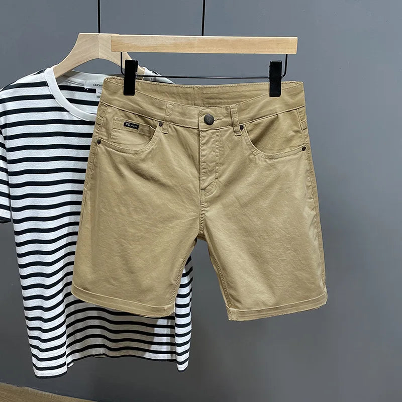 Cotton Shorts Men Summer Plus Size 46 44 42 40 Loose Thin Stretched Black Beige Students Blue Casual Half Trousers Streetwear
