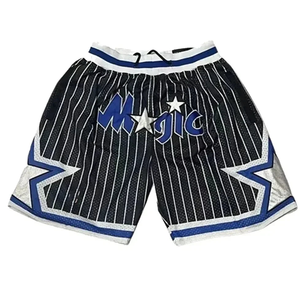 2025 Chicago Bulls Retro Basketball Embroidered Magic Raptors Shorts Summer Loose and Comfortable Shorts with Breathable Knees