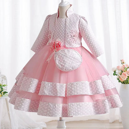 New Girls' Dress Two Piece Set 3-10 Years Old Gorgeous Christmas Performance Dress Autumn Girls' Party Prom Dress