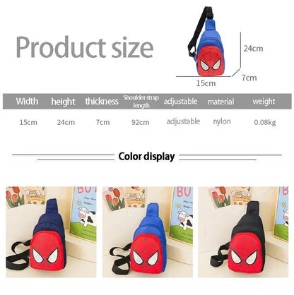 Sac bandoulière Marvel Spiderman pour enfants, sac de rangement réglable, sac à bandoulière Kawaii imprimé BD, sac de voyage léger, cadeau