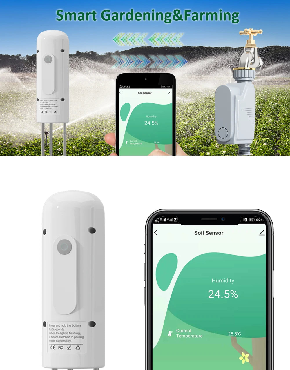 Moniteur de plantes ZIGBEE, compteur de température du sol extérieur, testeur d'humidité, capteur d'automatisation de jardin, détecteur TUYA d'irrigation