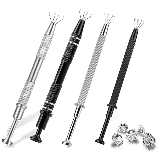 Lot de 2 outils de ramassage de bijoutier, outil de retrait de boule de perçage avec 4 broches pour petits objets, puces IC et composants électroniques