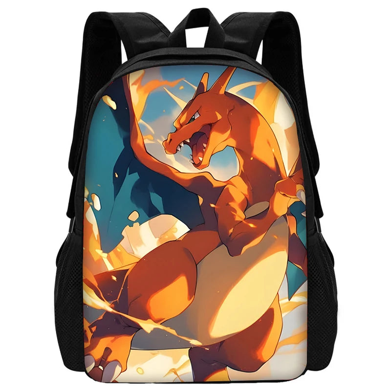 Child School Cute Anime Charizards Backpack with Lunch Bags ,Pencil Bags ,School Bags for Boys Girls Best Gift