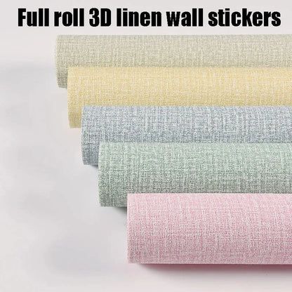 Papier peint autocollant 3D en mousse de lin, 50 cm x 10 m, couleur unie, épais, imperméable, pour rénovation murale