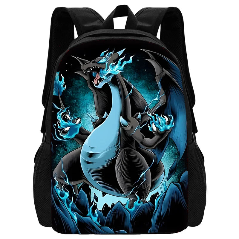 Child School Cute Anime Charizards Backpack with Lunch Bags ,Pencil Bags ,School Bags for Boys Girls Best Gift