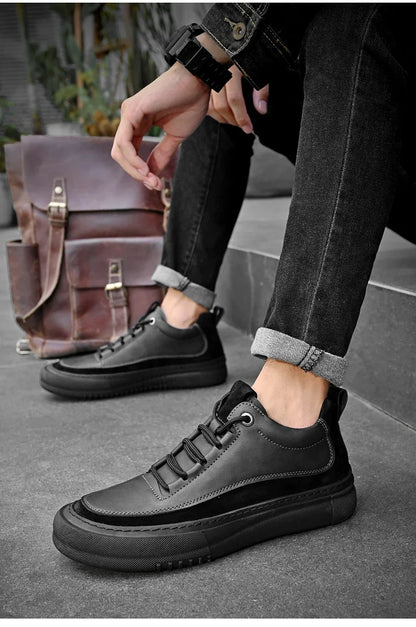 New Men's Casual Shoes Fashion Comfort Sneakers Outdoor Men Sneakers Lace up Genuine Leather Designer Shoes Sport Masculina 2024