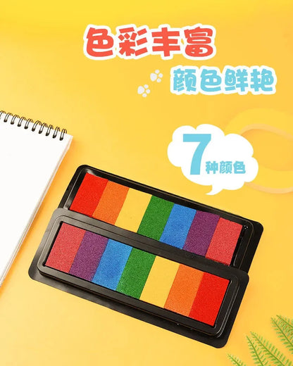 Kindergarten Creative Palm Finger Paint Ink Pad Diy Printing Station 7 Colours Kids Graffiti Finger Stamp Pad Stamp Drawing Toys