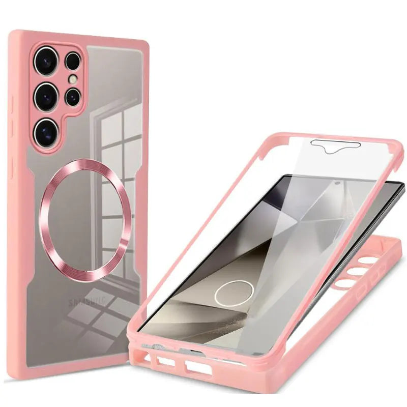 360 Full Cover Screen Protection Film Case for Samsung Galaxy S24 Ultra S23 Plus S22 Magsafe Magnetic Clear Hard Back Cover
