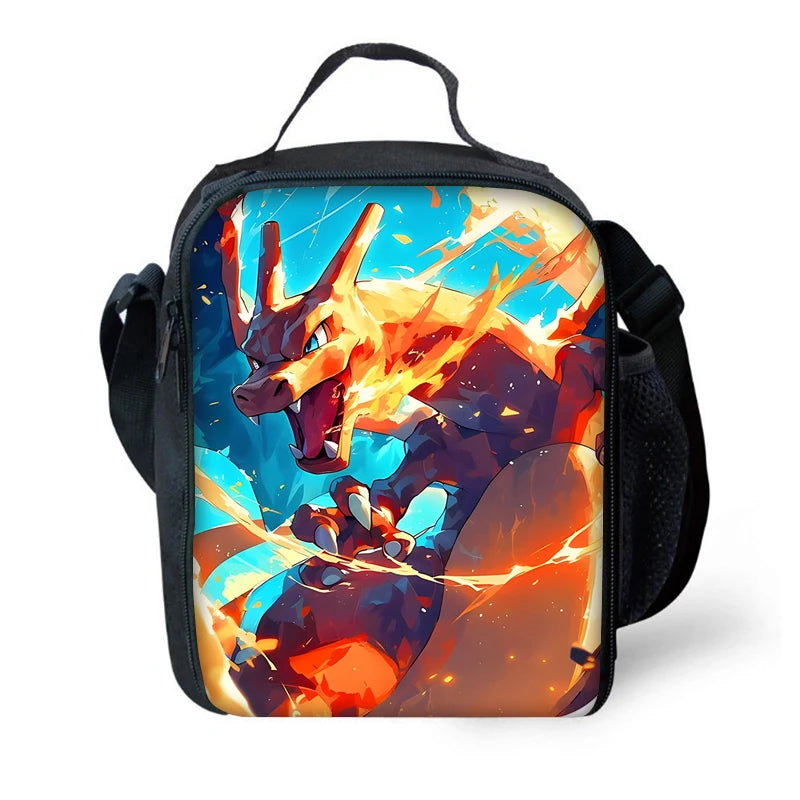 Child School Cute Anime Charizards Backpack with Lunch Bags ,Pencil Bags ,School Bags for Boys Girls Best Gift