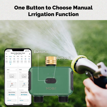 MOES Tuya Smart ZigBee 2-Outlet Water Timer Brass lnlet Sprinkler with Filter Programmable Irrigation Work With Alexa GoogleHome