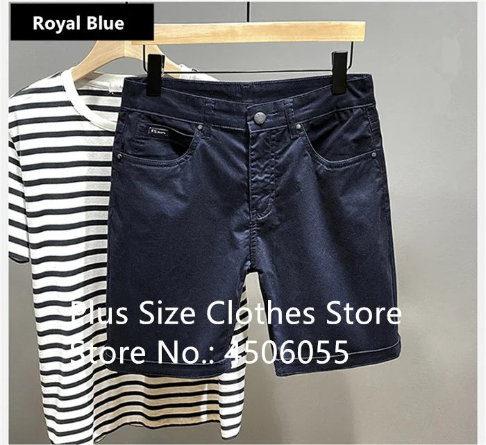 Cotton Shorts Men Summer Plus Size 46 44 42 40 Loose Thin Stretched Black Beige Students Blue Casual Half Trousers Streetwear