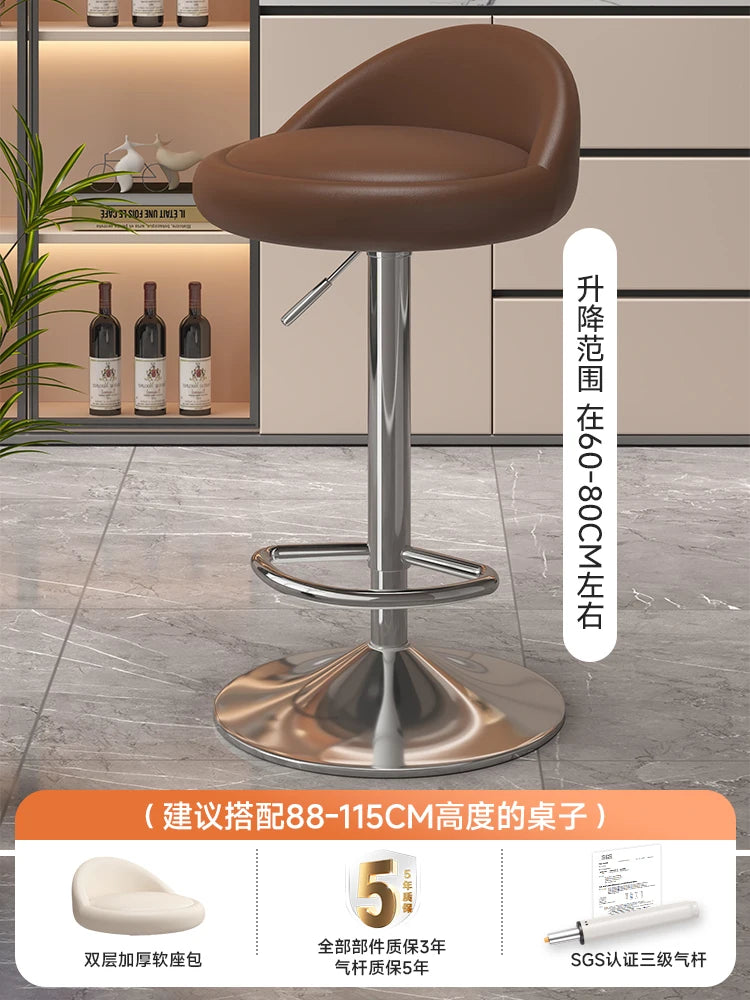 Minimalist Modern Home Elevated Foot Stool Adjustable Backrest Seat Creamy Milk Tea Shop Dining Stool Kitchen Island Seat