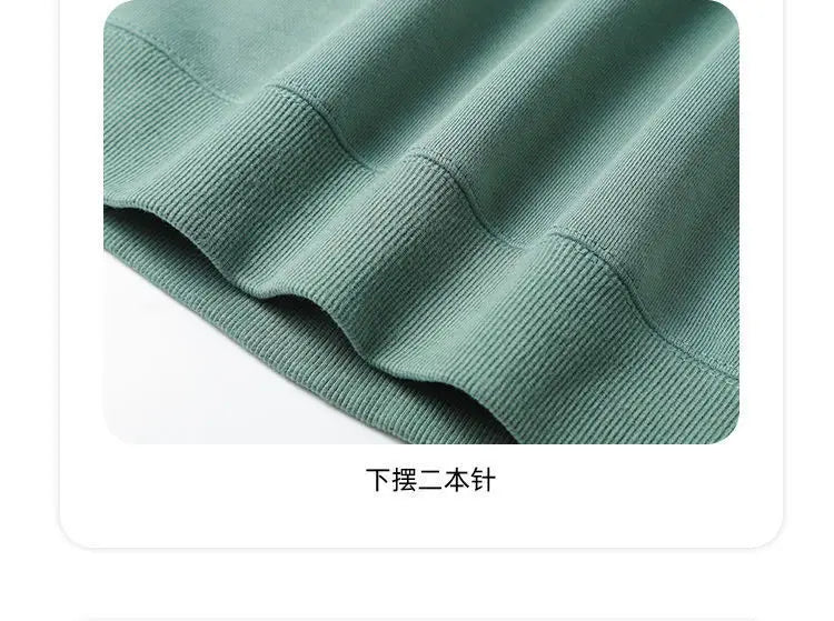 Autumn Sweatshirt Fashion Matcha Green 420g Heavy Round Neck Sweater Men's Solid Color Top Streetwear Women