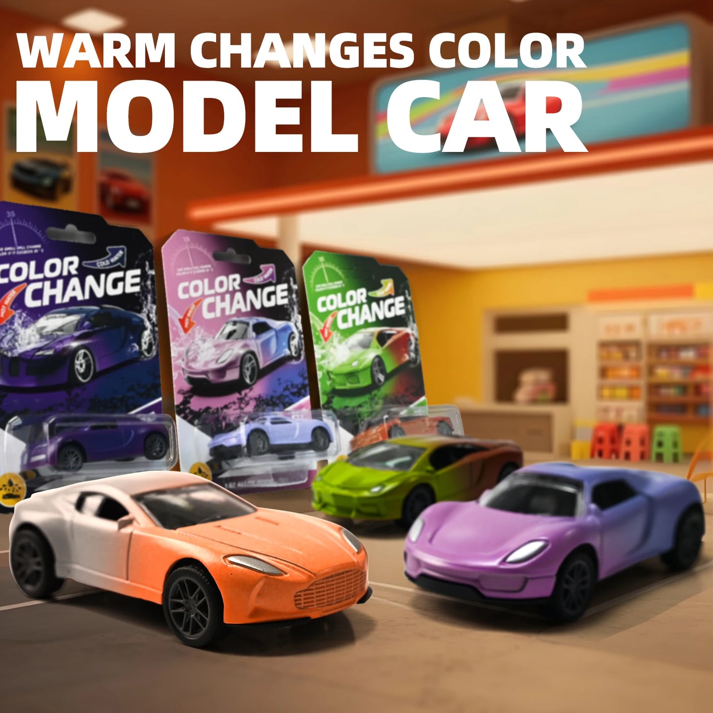 Magic Mini Water & Temp Color Change Alloy Car 1:64, Pull Back Racing Model with Durable Crash-Proof Slide for Boys Kids Gifts