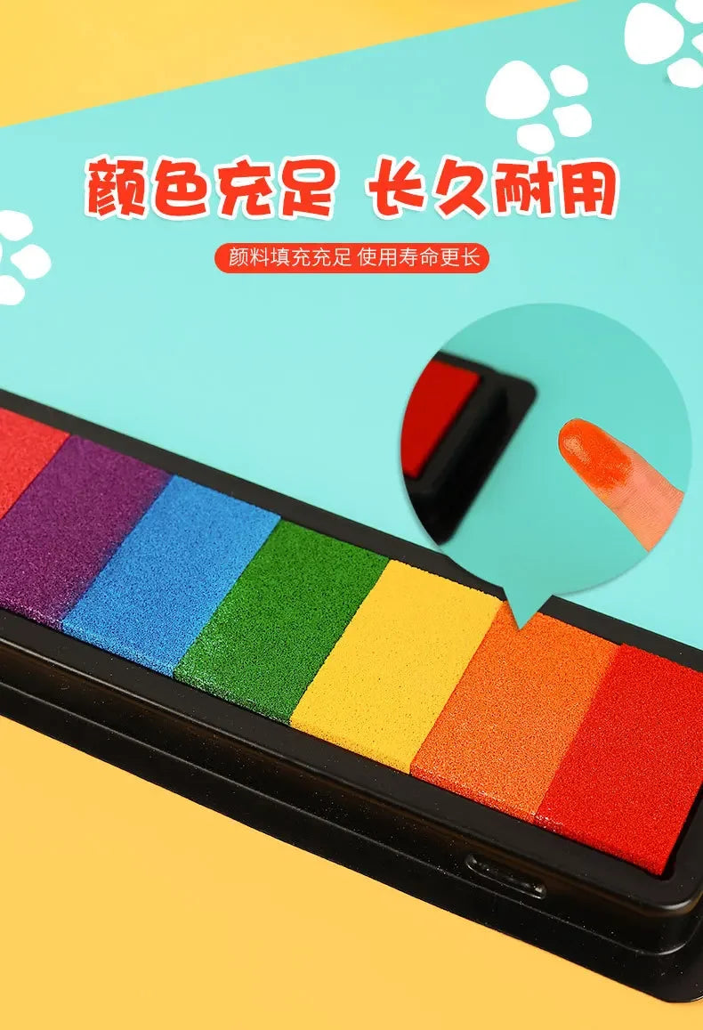 Kindergarten Creative Palm Finger Paint Ink Pad Diy Printing Station 7 Colours Kids Graffiti Finger Stamp Pad Stamp Drawing Toys