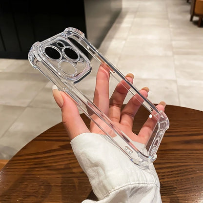 Luxury Clear Shockproof Phone Case For iPhone 15 14 13 12 11 Pro Max X XR XS Max 7 8 15 Plus Transparent Bumper Soft Cases Cover