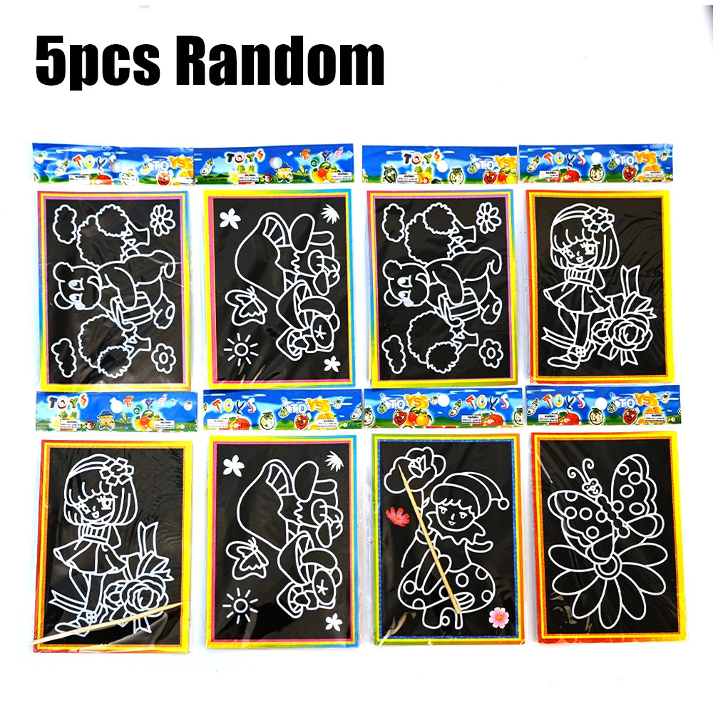 1-10pcs Dazzling Kids Scratch Drawing Set Pupil Puzzle Scratch Drawing Toys Kindergarten Early Education DIY Handmade Color Gift