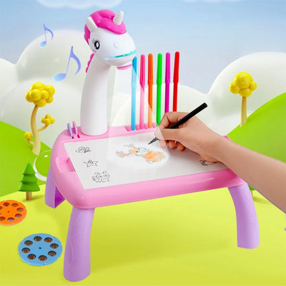 Planche à dessin de projection licorne pour enfants, 1 pièce, planche à dessin pour l'éveil de la petite enfance, peinture, graffiti, jouets pour tout-petits
