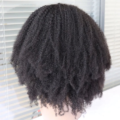Afro Kinky Curly Headband Wigs Virgin Remy Human Hair Wig  4B 3C Afro Curly  Brazilian Hair Machine Made Wig With Band For Women