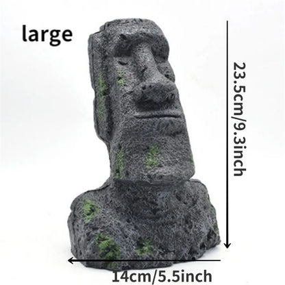 Easter Island Stone Statue Resin Ornament Fish Tank Aquarium Decoration Artificial Stone Aquarium Decor
