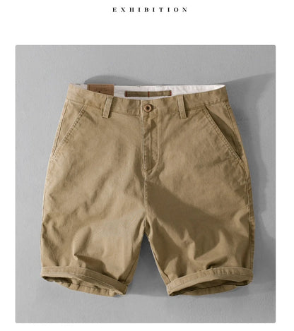 2025 Summer New Casual Cargo Cotton Shorts for Men Clothing Straight Big Pockets Solid Color Summer Pants FY7701