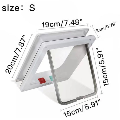 Dog Cat Flap Door with 4 Way Security Lock Flap Door for Dog Cats Kitten ABS Plastic Small Pet Gate Door Kit Cat Dogs Flap Doors