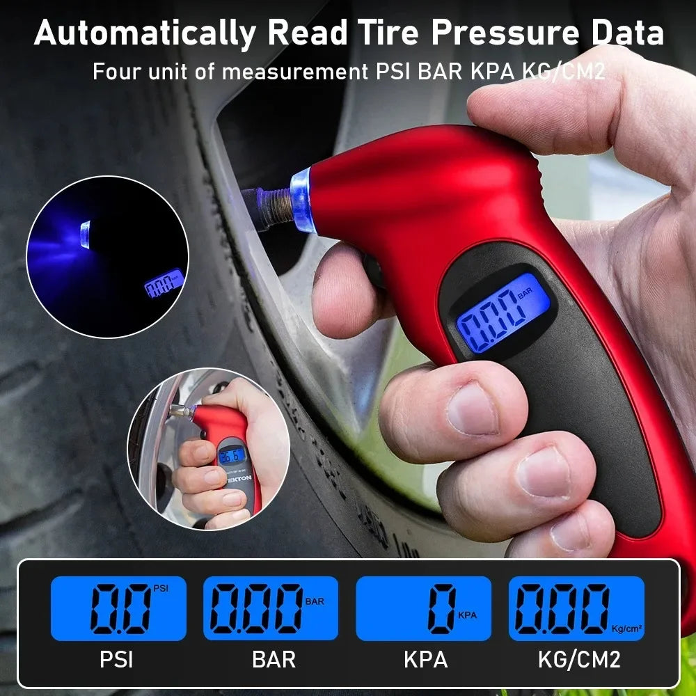 Mini manomètre numérique pour pneus de voiture, outil de diagnostic pour pneus de moto, écran LCD, jauge de pression des pneus, PSI, kPa