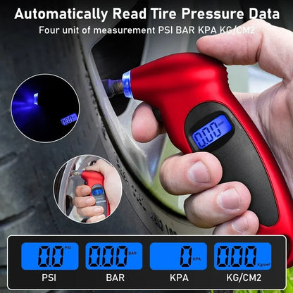 Mini manomètre numérique pour pneus de voiture, outil de diagnostic pour pneus de moto, écran LCD, jauge de pression des pneus, PSI, kPa