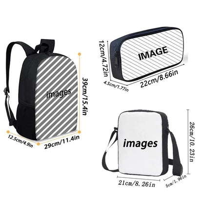 3 pcs set Luxury sports car logo JDMS Child School Backpack With Shoulder Bag Pencil Bags School Bags for Boys Girls Best Gift