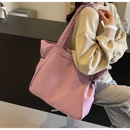 Sac fourre-tout décontracté de grande capacité, sac de voyage simple pour femme, grand sac à bandoulière, sacs à main esthétiques, sac fourre-tout à cordon