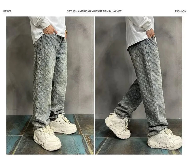 Ccowboy Shorts Men's Summer Workwear Pants Loose Straight Leg Mid Length Pants Elastic Waist American High Street Trendy Shorts