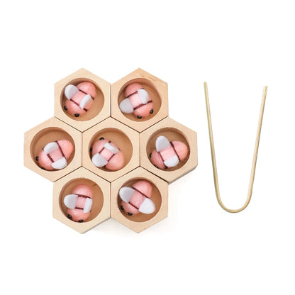 Montessori Honeycomb Wooden Toys Bee Educational Toys Assemble The Block Beehive Toys Hand-foot Coordination Toy A Gift For Baby