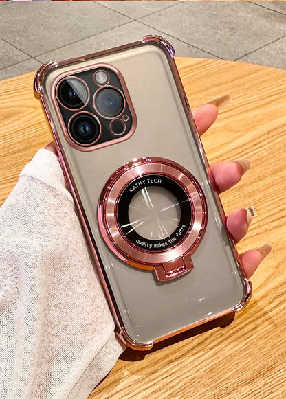 Magnetic Plating Phone Case for Xiaomi Redmi Note 11 13 14 Pro Plus 12C 13C 14C Poco X3 X5 Transparent Stand Cover
