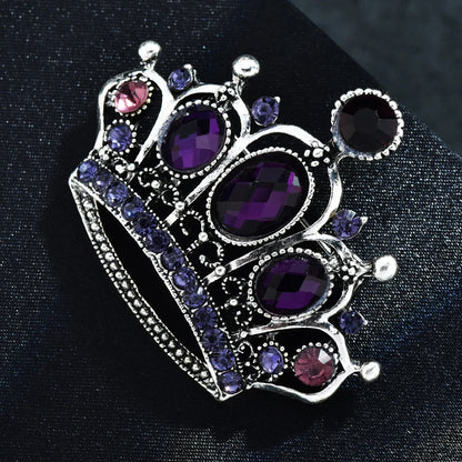 Purple Crystal Crown Brooch Pins For Women Gift