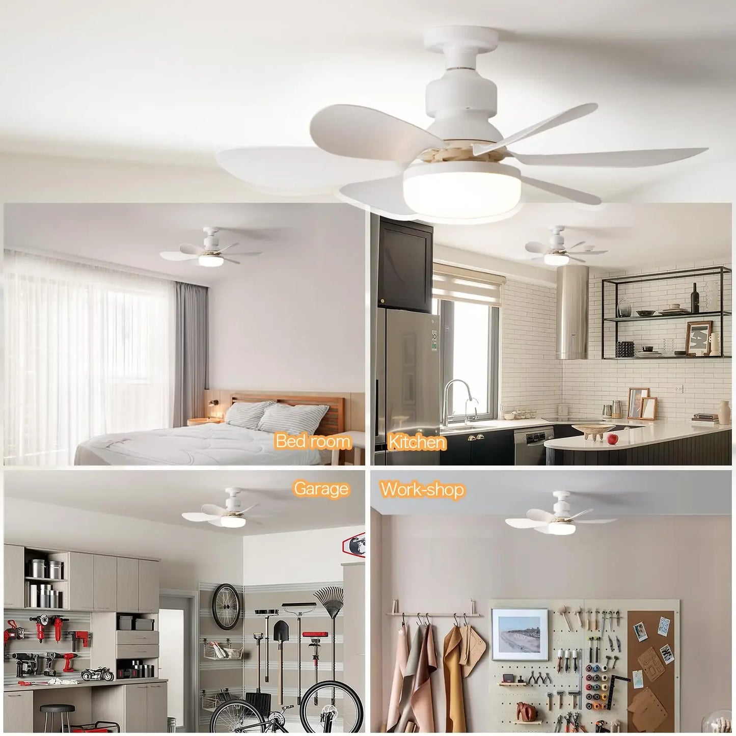 2025 New Cooling Light Led Fan Silent Ceiling Fan E27 Wireless With Remote Control For Dimming, Suitable for Living Room, Study,