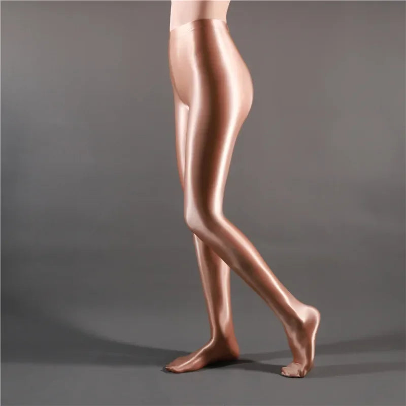 Glossy Shiny Stage Performance Leggings High Waist Fitness with Socks Skinny Yoga Trousers Women Clothing Stage Show