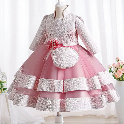 New Girls' Dress Two Piece Set 3-10 Years Old Gorgeous Christmas Performance Dress Autumn Girls' Party Prom Dress