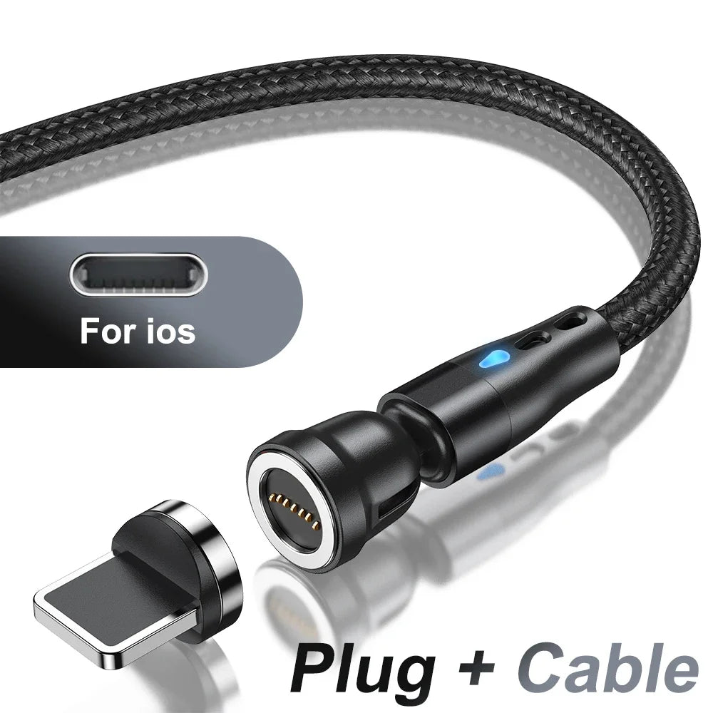 AUFU 5A Magnetic Cable 540 Rotate Fast Charging Magnetic USB Type C Cable For iPhone 14 Samsung Xiaomi Realme Mobile Phone Cable