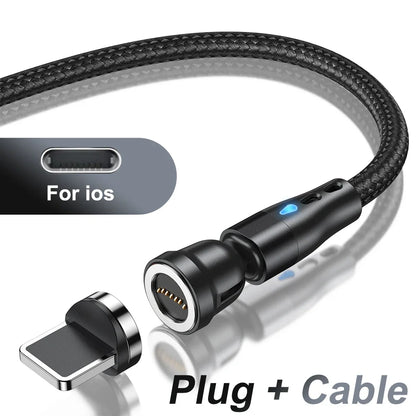 AUFU 5A Magnetic Cable 540 Rotate Fast Charging Magnetic USB Type C Cable For iPhone 14 Samsung Xiaomi Realme Mobile Phone Cable