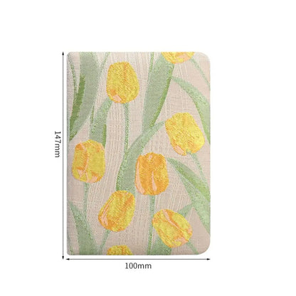 Carnet de notes vintage brodé, finition mate, élégant, imprimé, reliure en tissu de coton, carnet d'écriture pour étudiant Morandi