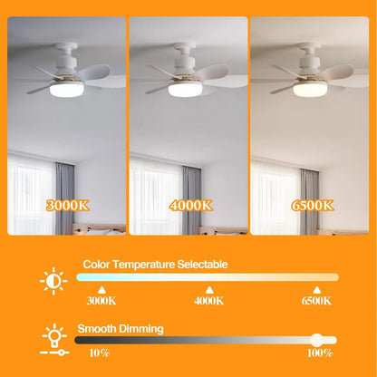 2025 New Cooling Light Led Fan Silent Ceiling Fan E27 Wireless With Remote Control For Dimming, Suitable for Living Room, Study,