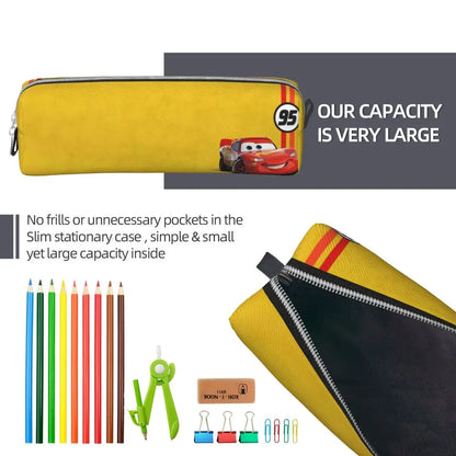 Trousses à crayons courtes personnalisées à gros visage, voitures neuves, Lightning McQueen, trousses à crayons, stylos, sacs pour enfants, fournitures scolaires, papeterie à fermeture éclair