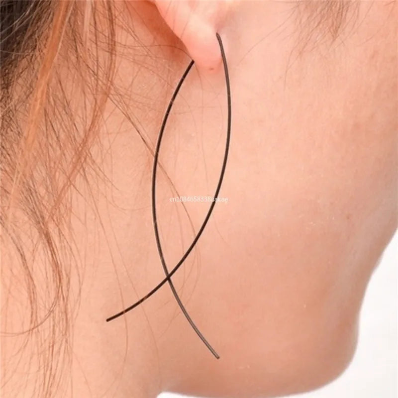 2024 New Fish Shaped Stud Earrings Simplicity Handmade Copper Wire Earring for Women Brincos De Gota Feminino Geometric Gift