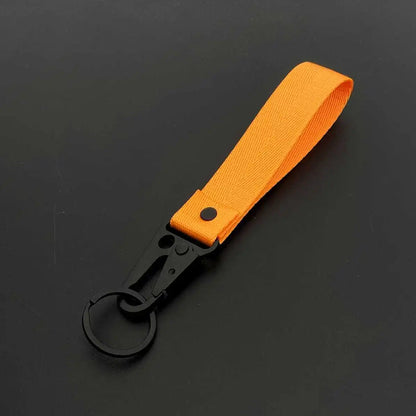 Custom Logo Ribbon Keychain Men Women Motorcycle Car Keychain Ring Pendant Personalize Outdoor Eagle Beak Webbing Nylon Keyring